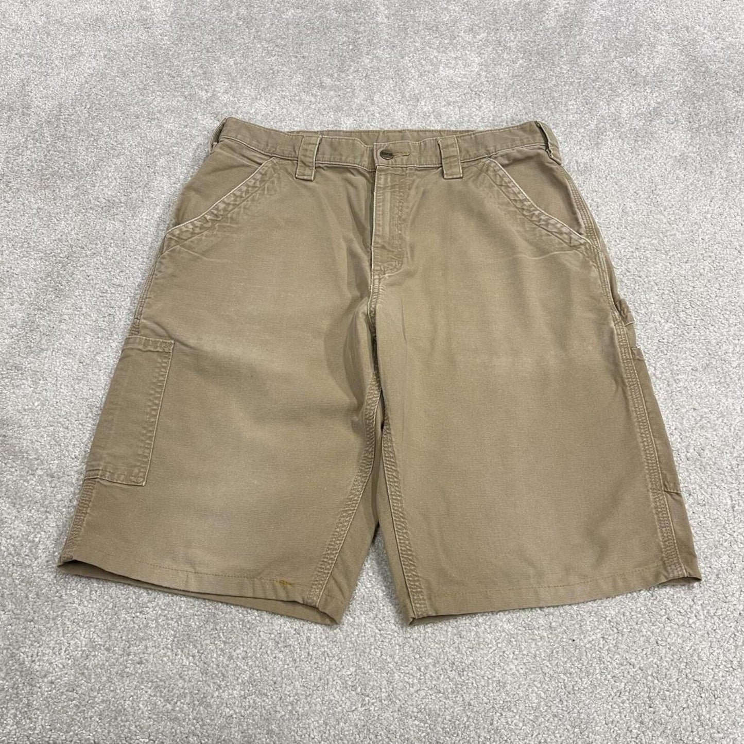 Carhartt carpenter shorts dungaree fit tan Loose cargo skater work shorts