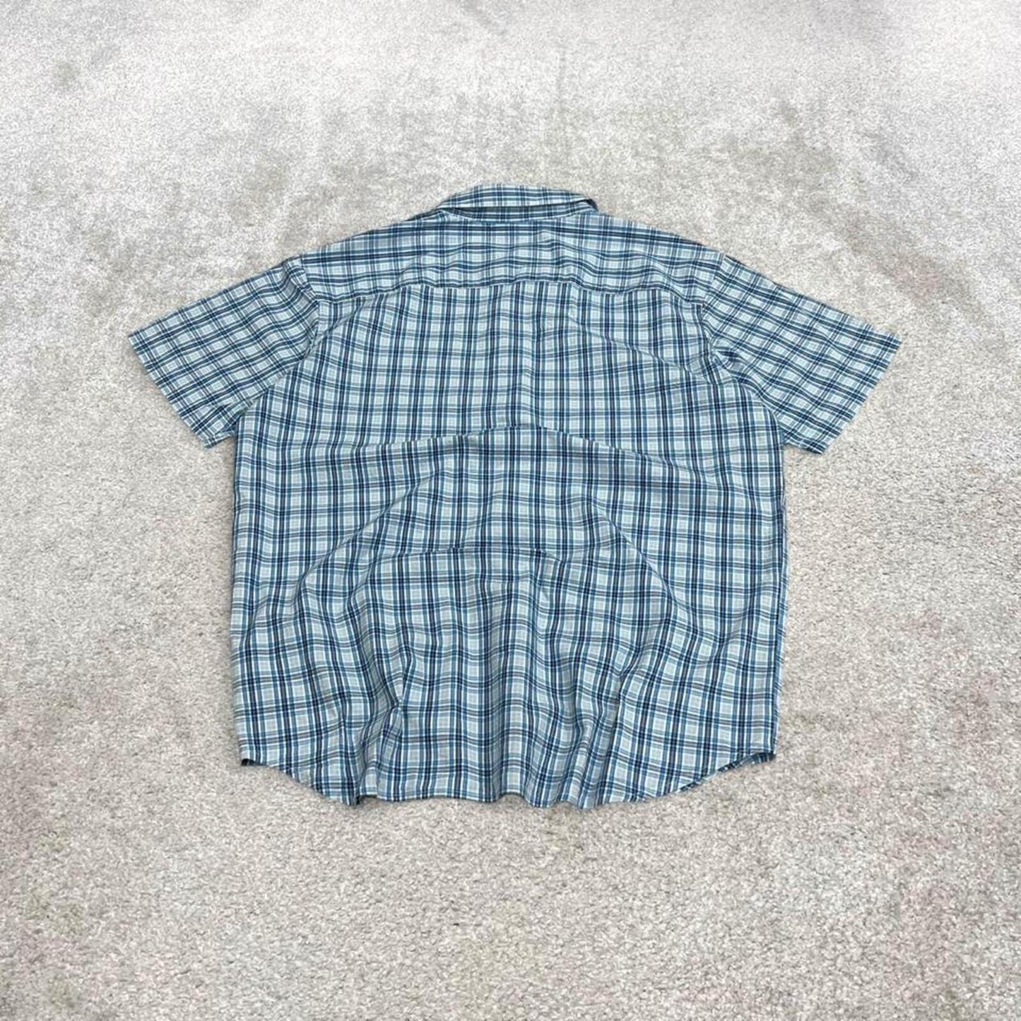 Columbia checkered short sleeve shirt blue Surf style check shirt summer festival