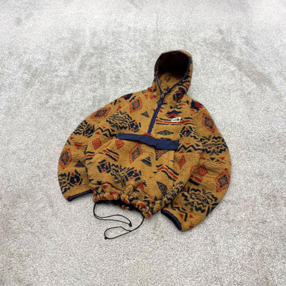North Face technical aztec fleece S men’s brown pattern deep pile teddy bear zip up TNF Autumn y2k
