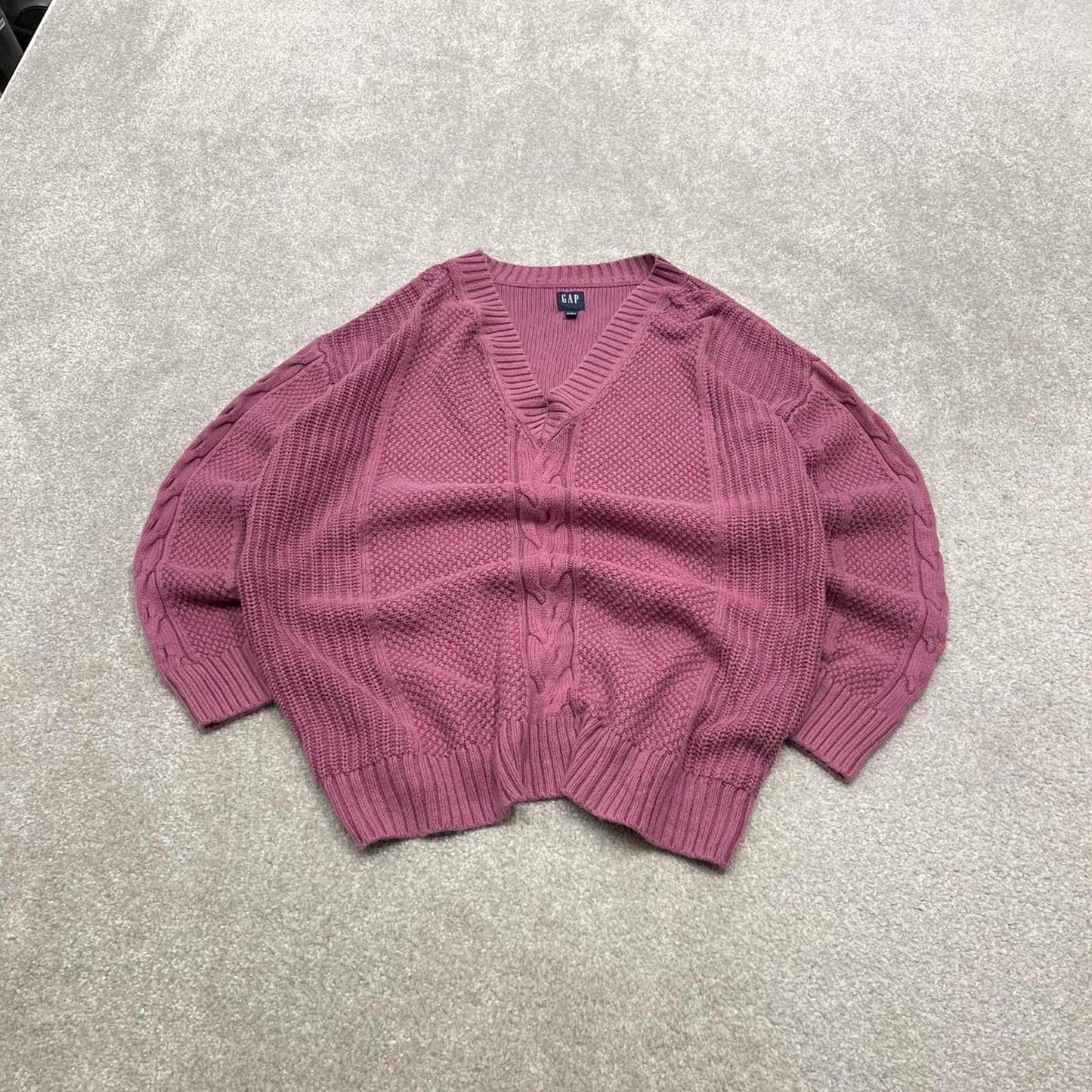 00s CHAPS knit sweater jumper embroidered S women's pink knitted pull over y2k 90s style
