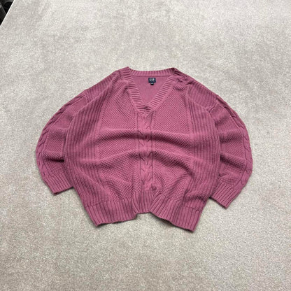 00s CHAPS knit sweater jumper embroidered S women's pink knitted pull over y2k 90s style