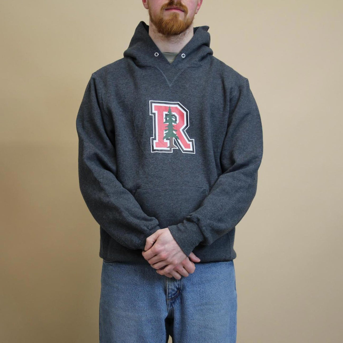 Grey vintage Russell hoodie M