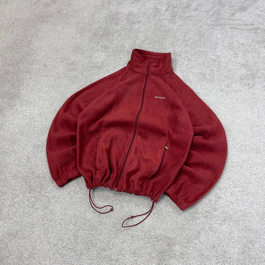 Red Womens Columbia technical full zip fleece Medium y2k style autumn