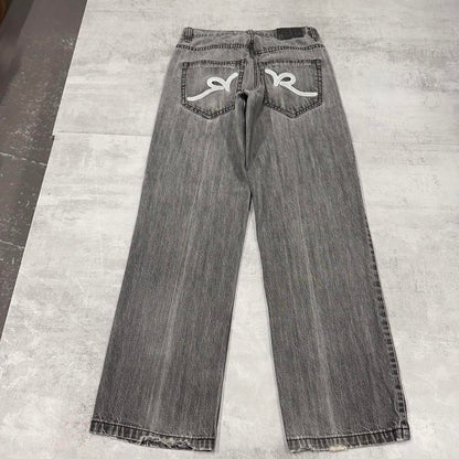 Grey embroidered Rocawear jeans W30L30 y2k style big stitch detailing