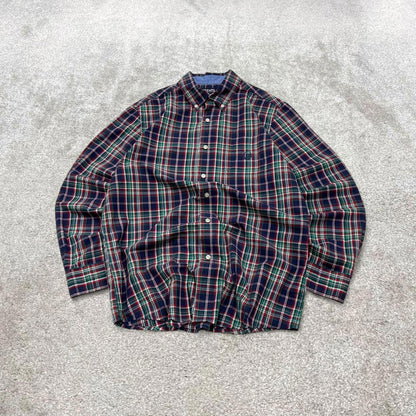 00s Chaps checkered shirt navy M men's long sleeve button up autumn y2k style technical