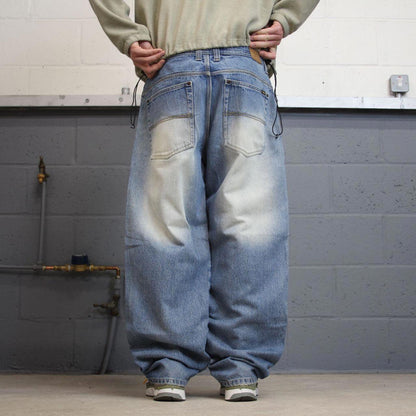 Vintage y2k baggy skate jeans wide leg blue Loose fit Jordan Craig skater style denim pants