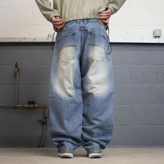 Vintage y2k baggy skate jeans wide leg blue Loose fit Jordan Craig skater style denim pants