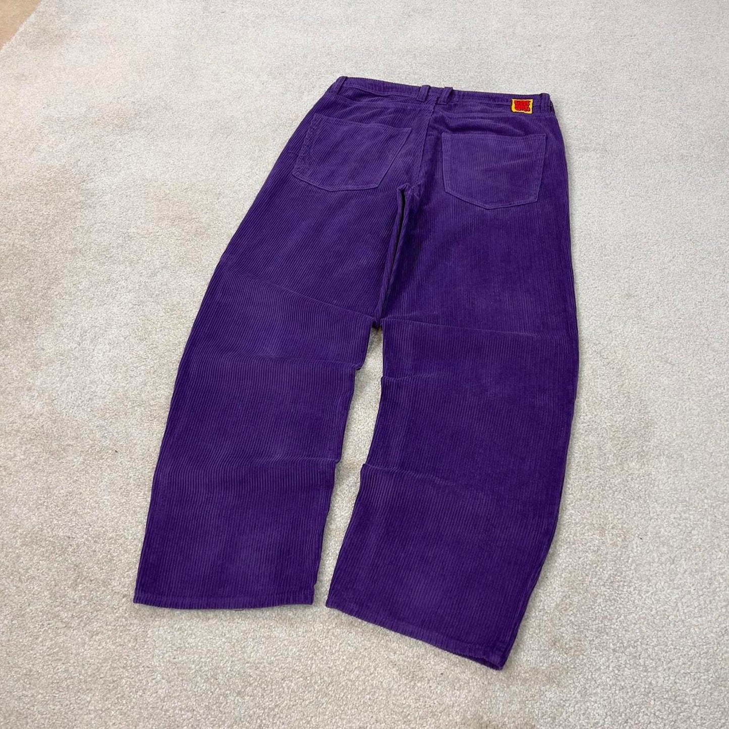 Purple Empyre wide wale jumbo corduroy trousers W34L31 chunky baggy cord pants 90s skate style