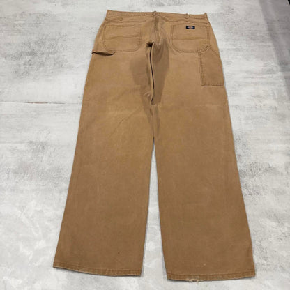 Baggy Dickies carpenter jeans W40L34 faded tan wide leg canvas cargos