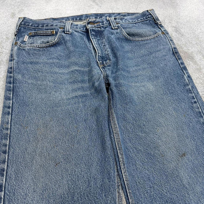 Vintage Carhartt jeans blue denim W36L30 90s skater style straight leg 5 pocket jeans workwear