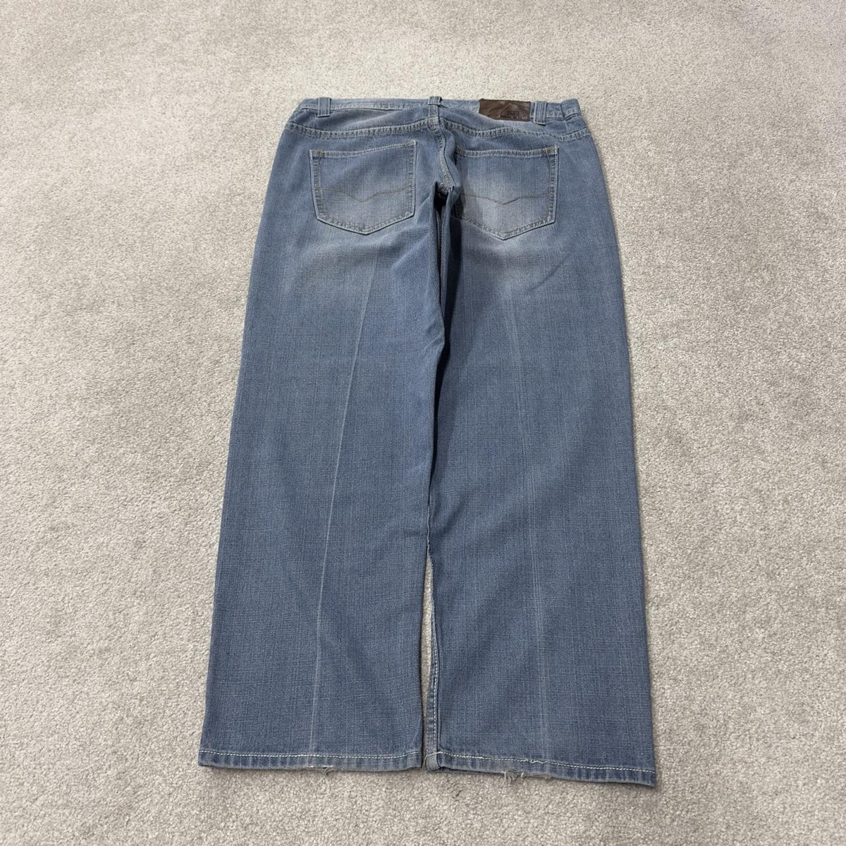 Y2K embroidered relaxed denim skate jeans W38L30 blue Royal Blue relaxed fit jeans