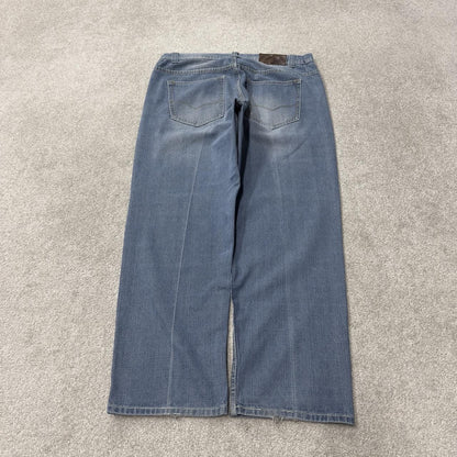 Y2K embroidered relaxed denim skate jeans W38L30 blue Royal Blue relaxed fit jeans