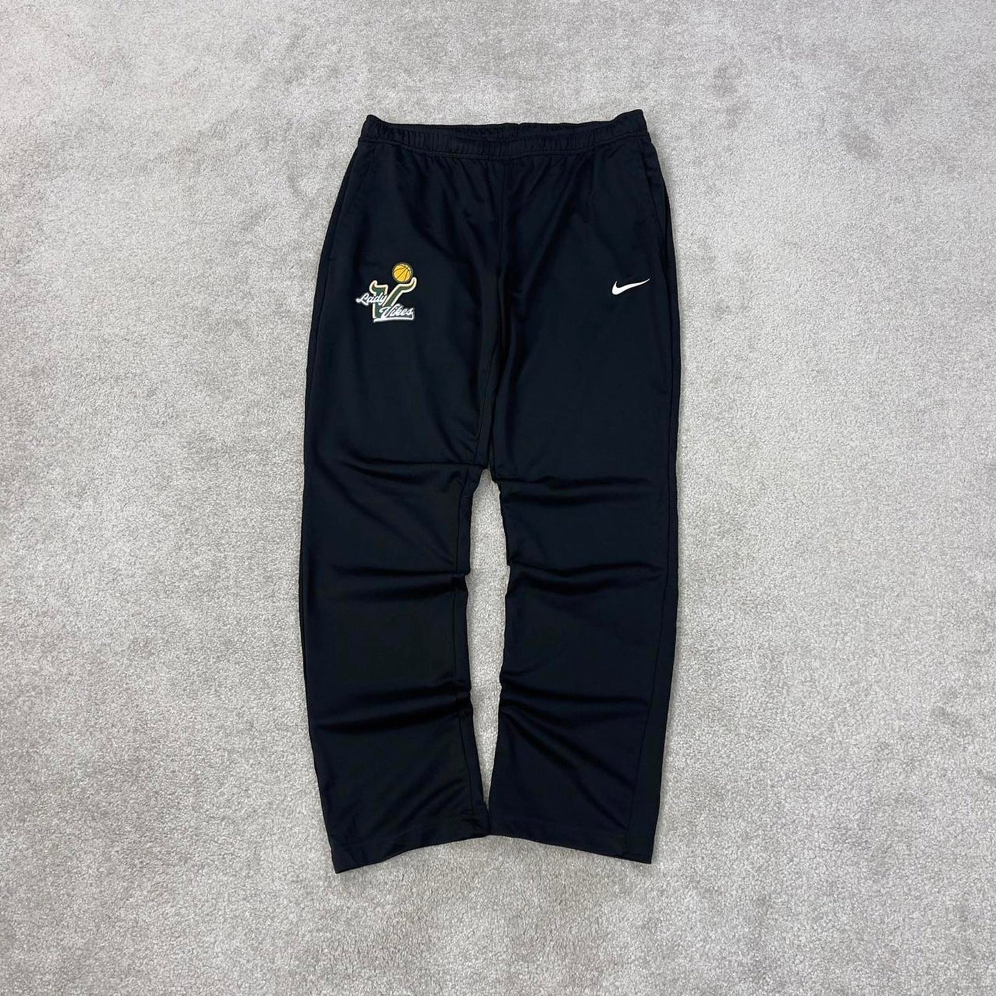 Black Nike Dri-Fit joggers Large Swoosh logo y2k style sportswear track pants