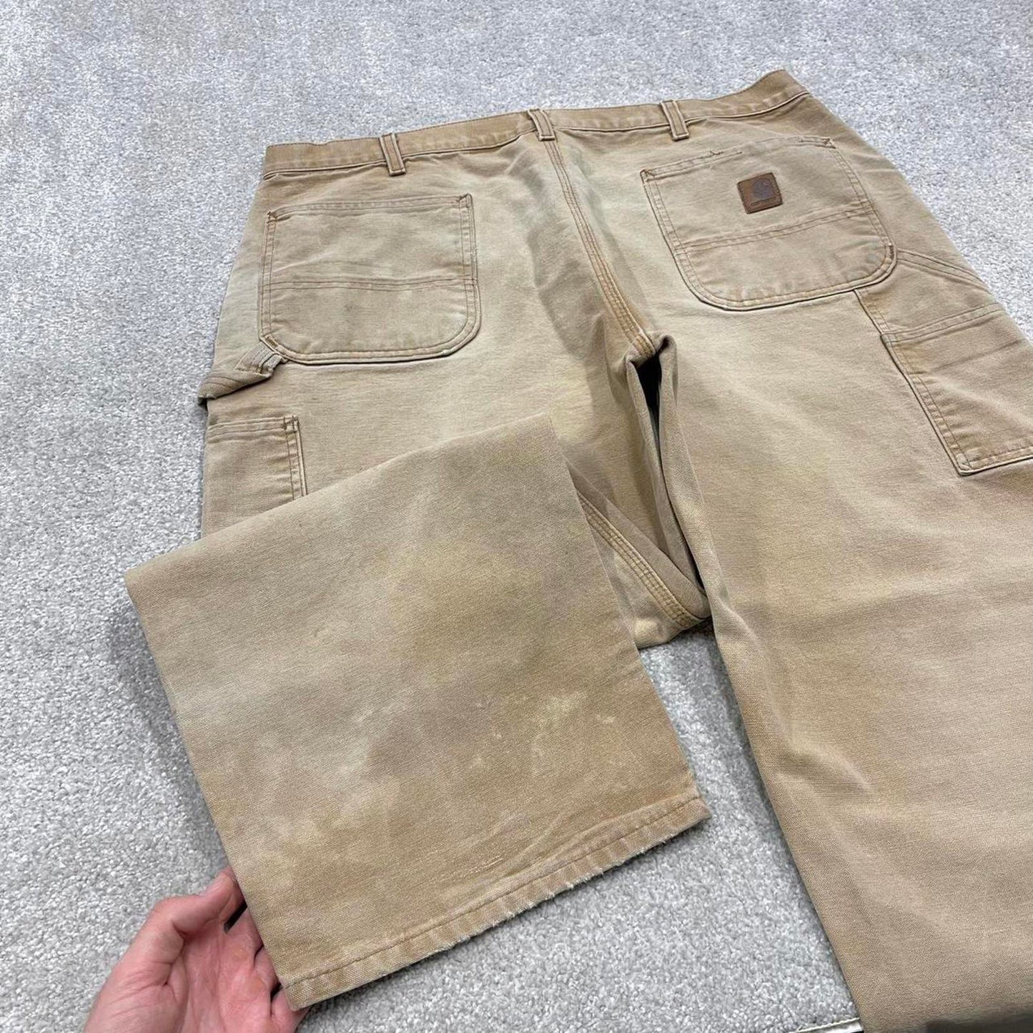 Baggy vintage Carhartt carpenter jeans tan brown Loose wide leg skater style cargo work pants