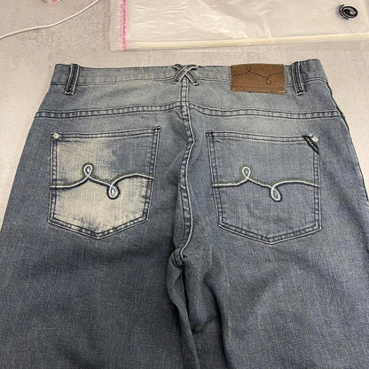 Blue LRG jeans W36L29 embroidered y2k style stitch detailing design