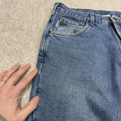Carhartt work jeans relaxed fit blue Loose fleece lined denim skate style work pants