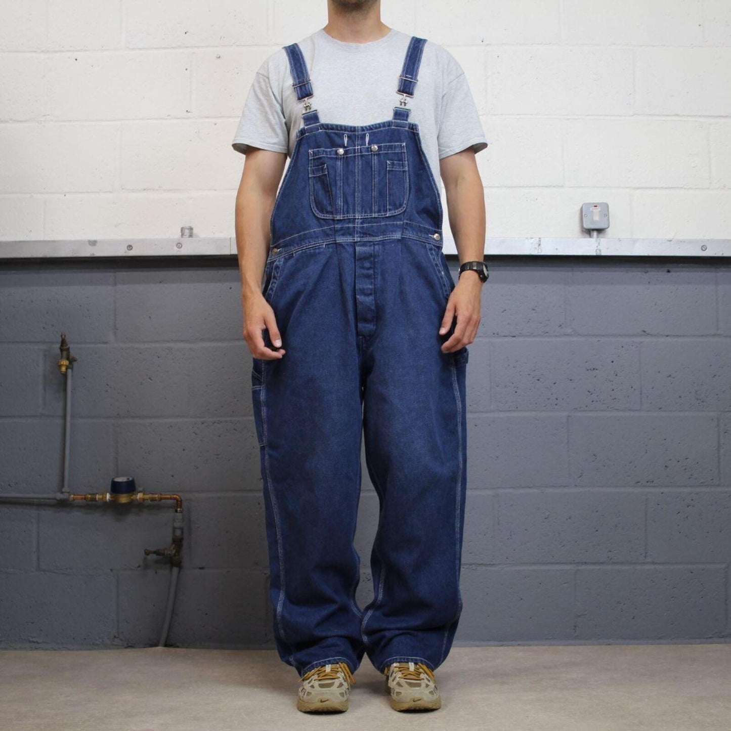 Baggy denim dungarees vintage XL overalls blue Work'n Gear workwear bib & brace farmer