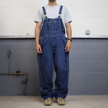 Baggy denim dungarees vintage XL overalls blue Work'n Gear workwear bib & brace farmer