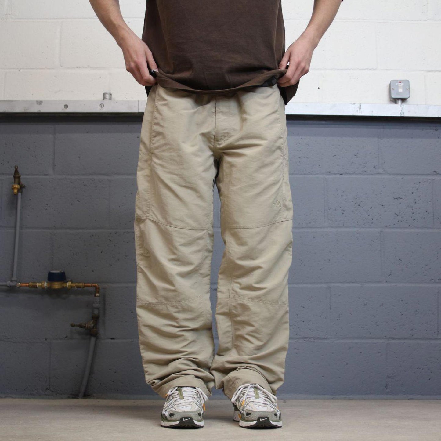 Y2K The North Face technical pants beige Loose hiking style TNF trousers embroidered