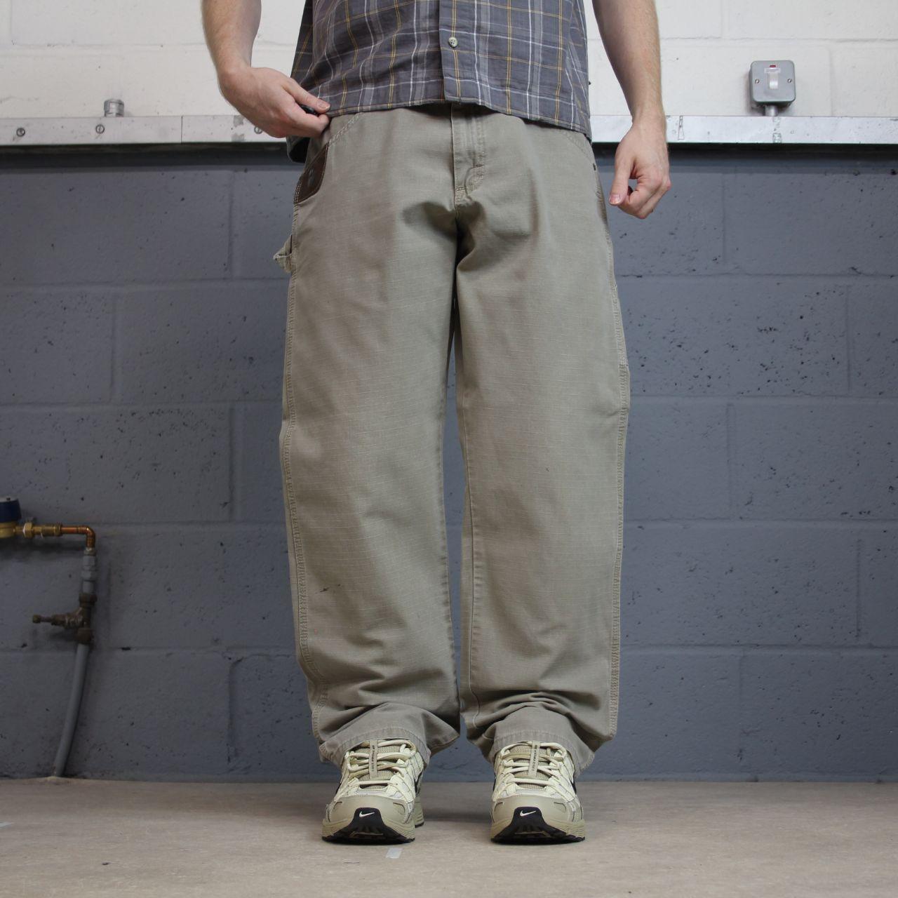 wrangler carpenter pants y2k cargo khaki Loose leg 2000s style canvasy skater work pants
