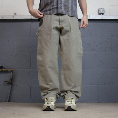wrangler carpenter pants y2k cargo khaki Loose leg 2000s style canvasy skater work pants