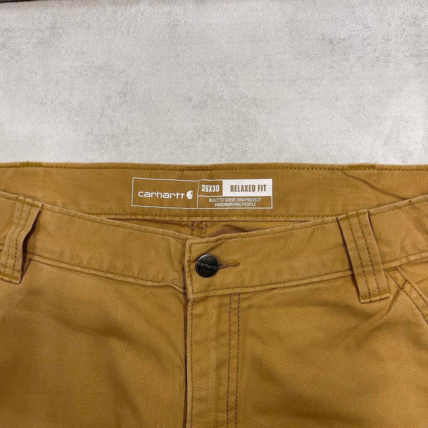 Mens Carhartt double knee carpenter pants W35 L30 tan relaxed 90s style cargos