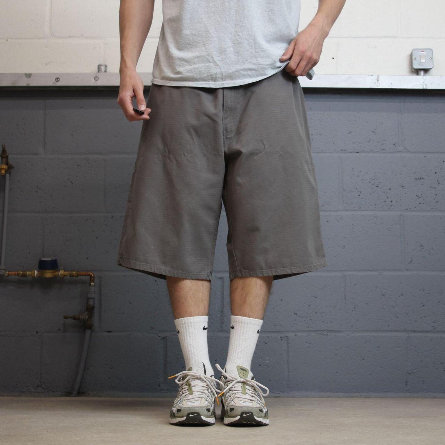 Baggy Dickies carpenter shorts grey Twill chino skater style shorts loose leg