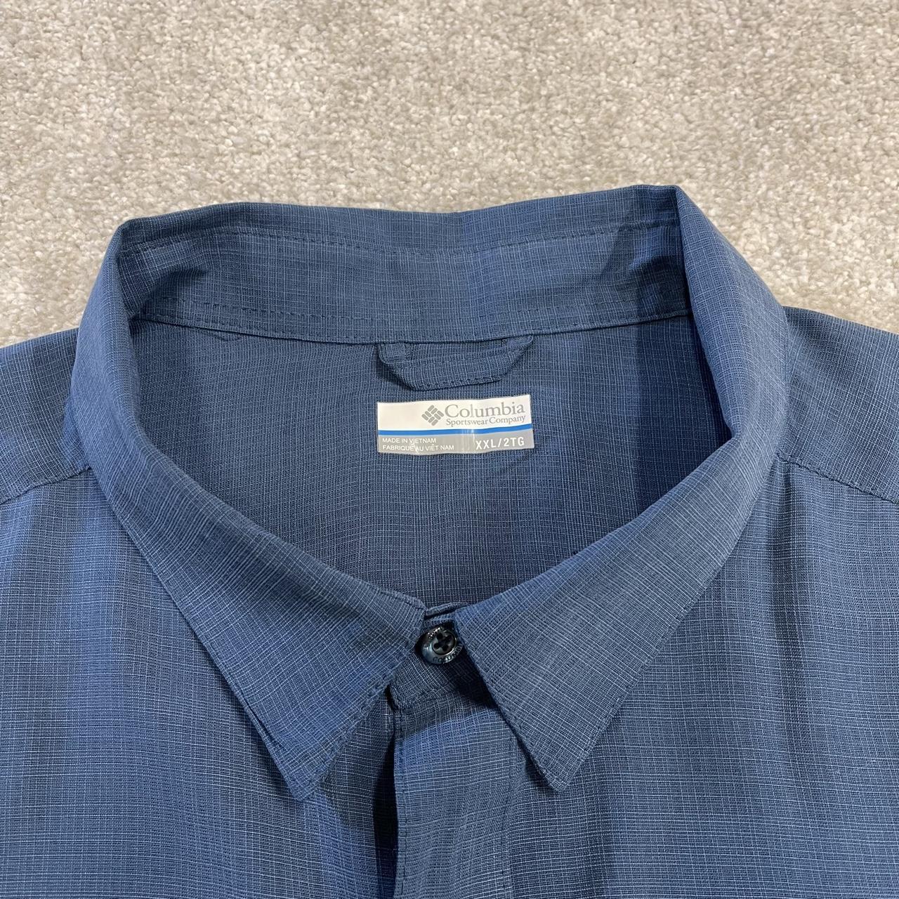 Columbia baggy short sleeve shirt navy Festival style button down summer shirt