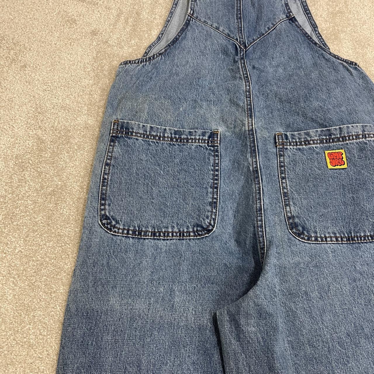 Empyre baggy denim dungarees y2k blue overalls Loose embroidered dungarees adjustable straps