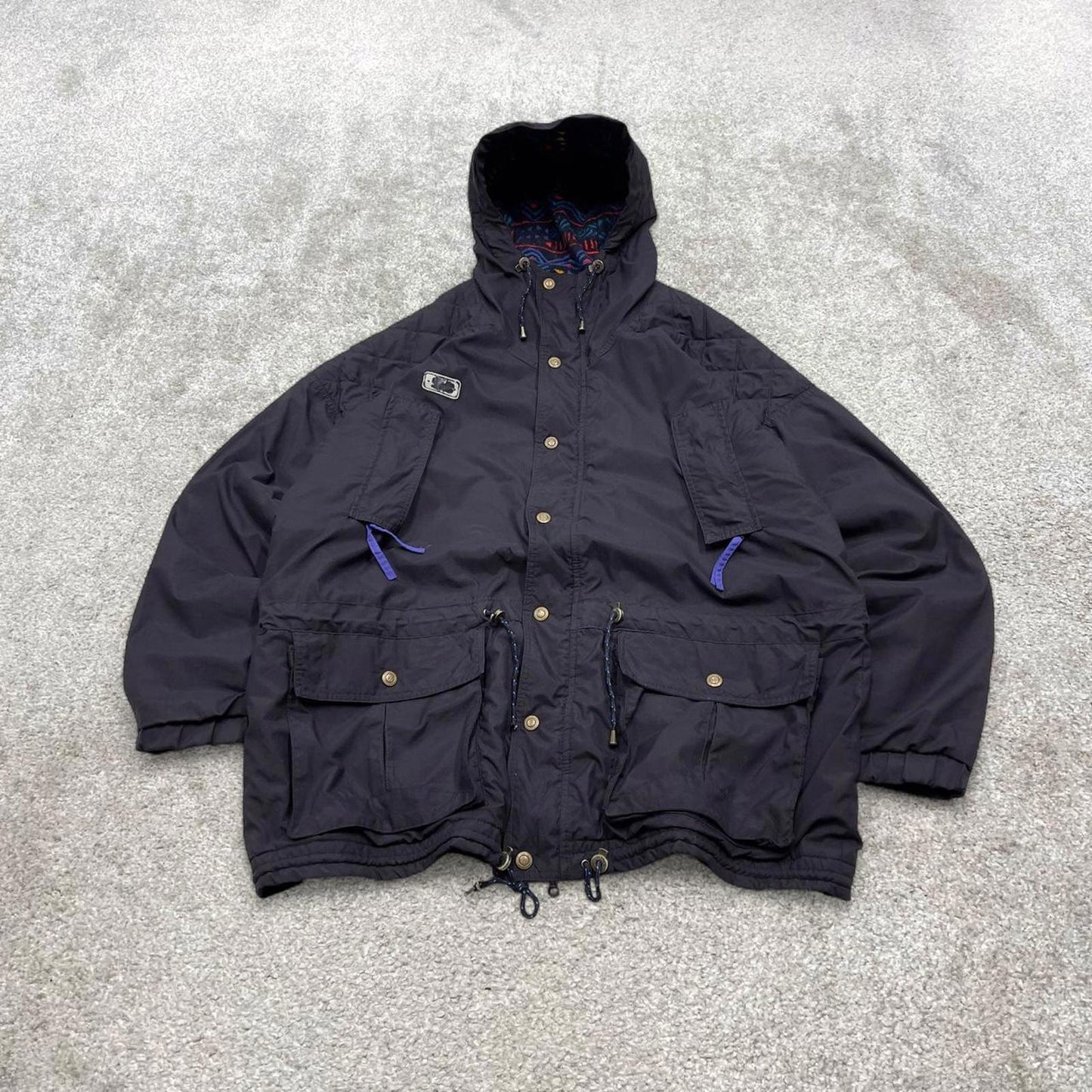 Y2k Columbia technical windbreaker jacket XL Tall men's y2k style hooded adjustable tech autumn