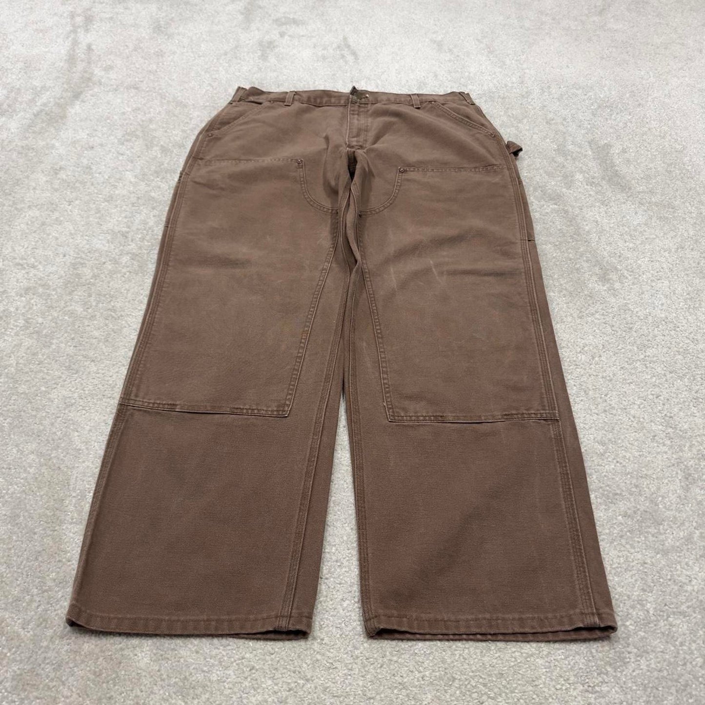 Carhartt double knee carpenter jeans brown  canvas W38L30 90s style thick loose leg cargos