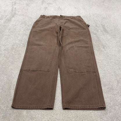 Carhartt double knee carpenter jeans brown  canvas W38L30 90s style thick loose leg cargos