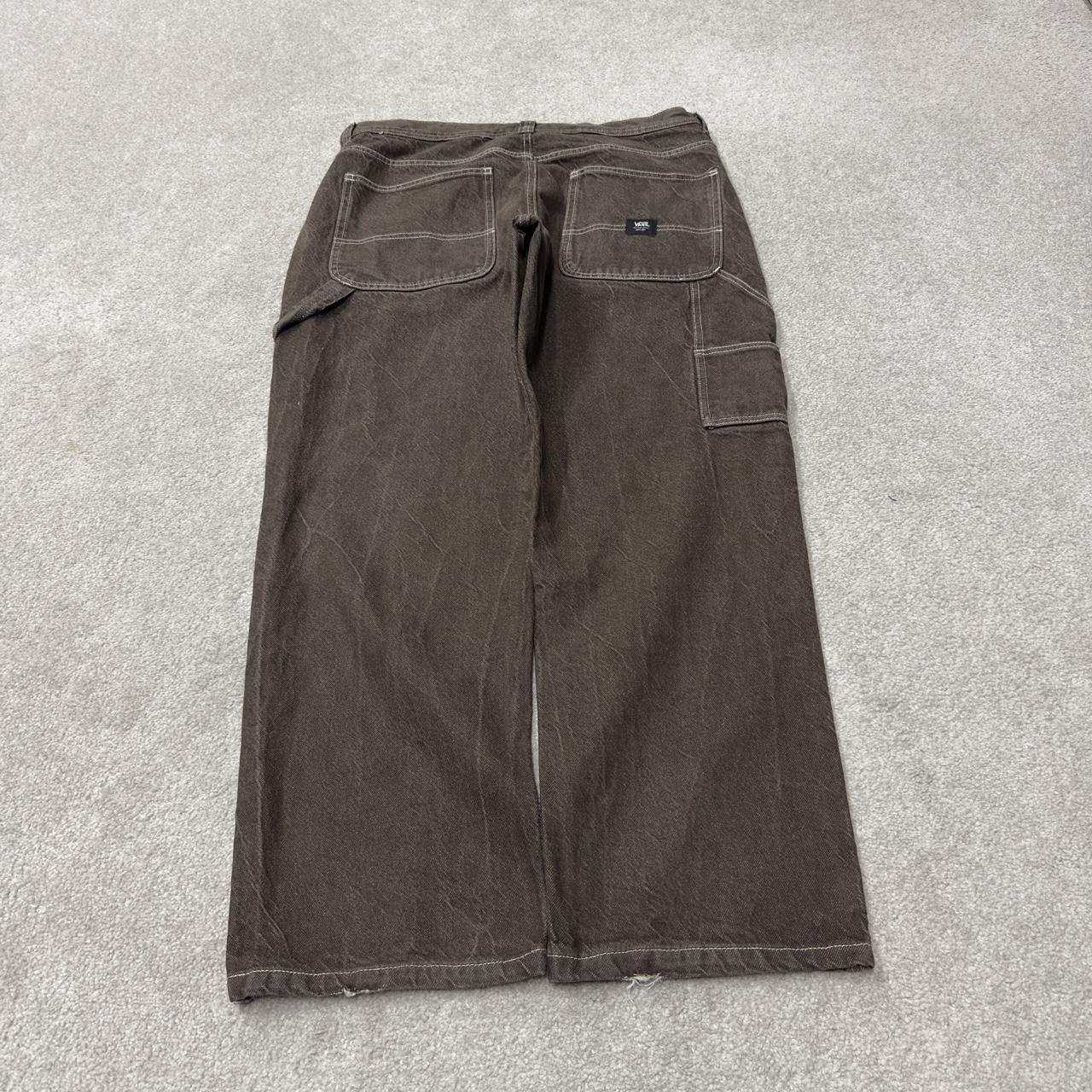 Vans denim carpenter jeans y2k brown W36L30 Loose thick denim skater cargo pants emboidered logo