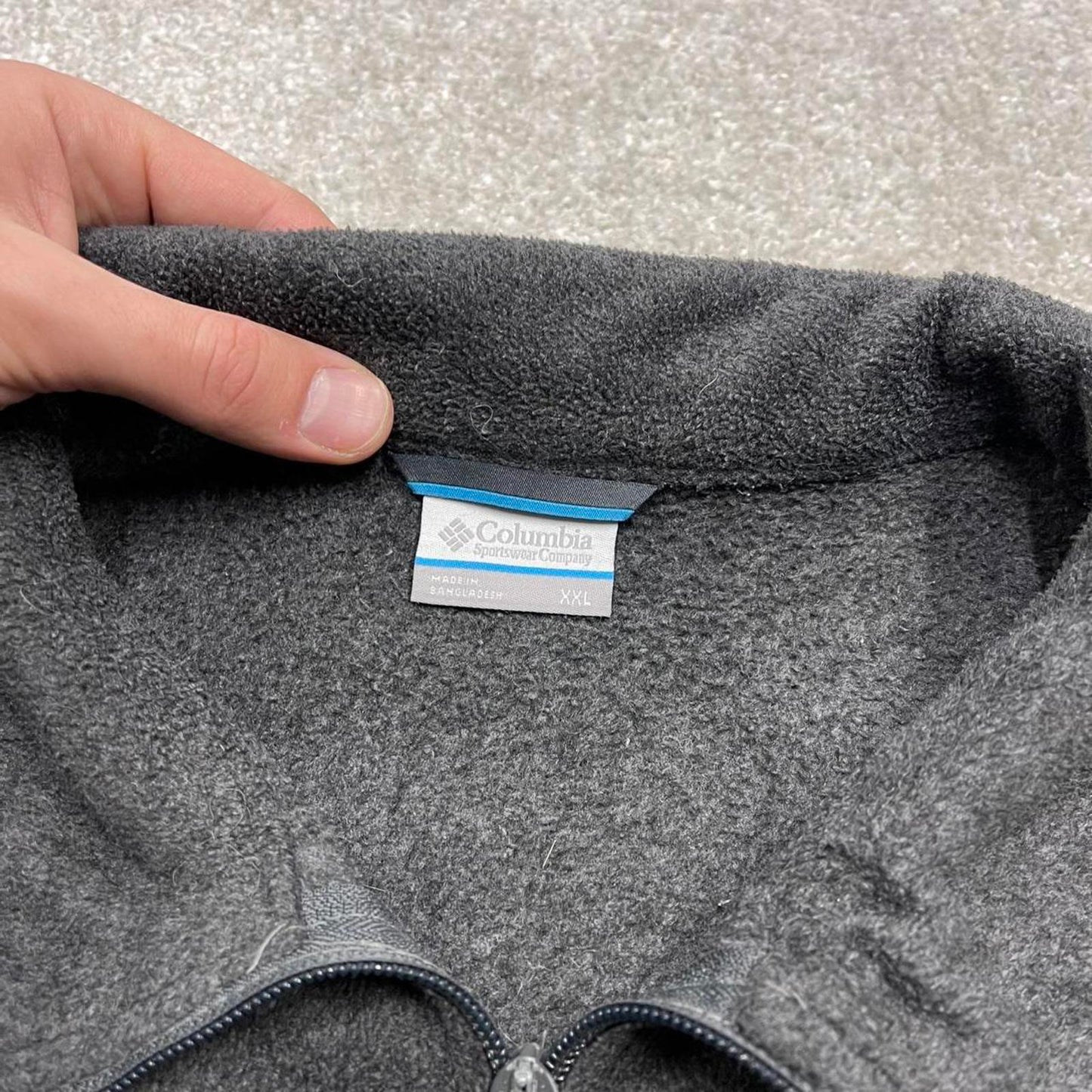 00s Columbia technical fleece XXL men's grey full zip up y2k style autumn adjustable waist