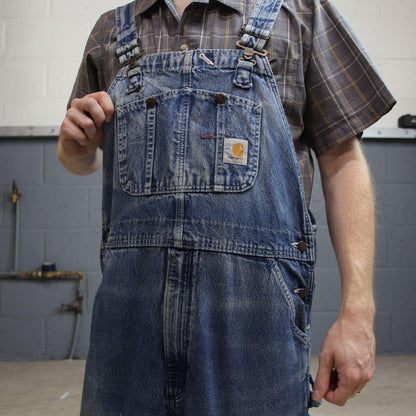 Carhartt baggy dungarees 00s denim overalls blue denim bib & brace utility workwear