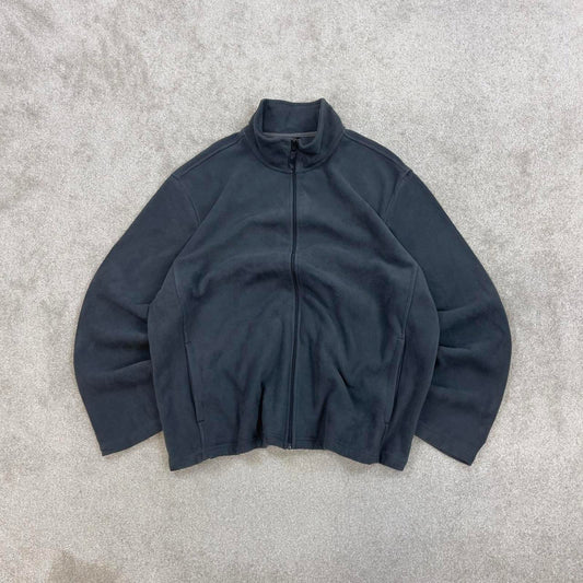 Y2K Starter technical fleece XL grey full zip embroidered logo pockets autumn