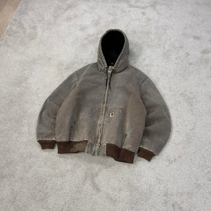 Vintage brown Carhartt hooded active jacket XL canvas bomber