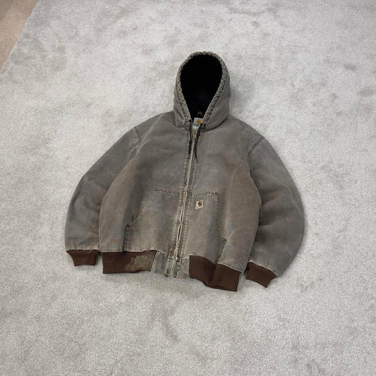Vintage brown Carhartt hooded active jacket XL canvas bomber