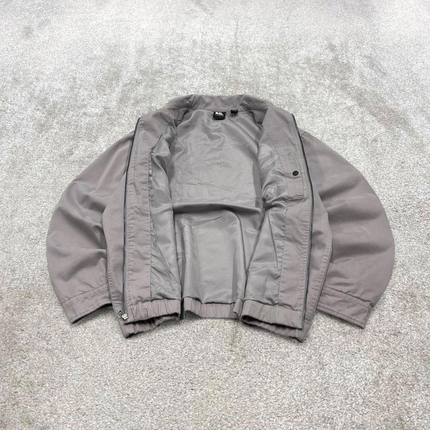 Y2K Quiksilver Harrington bomber jacket grey Embroidered surf style coat full zip up