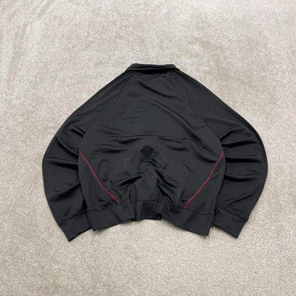 Y2k 00s Nike track jacket Large men's black full zip track suit top embroidered swoosh logo