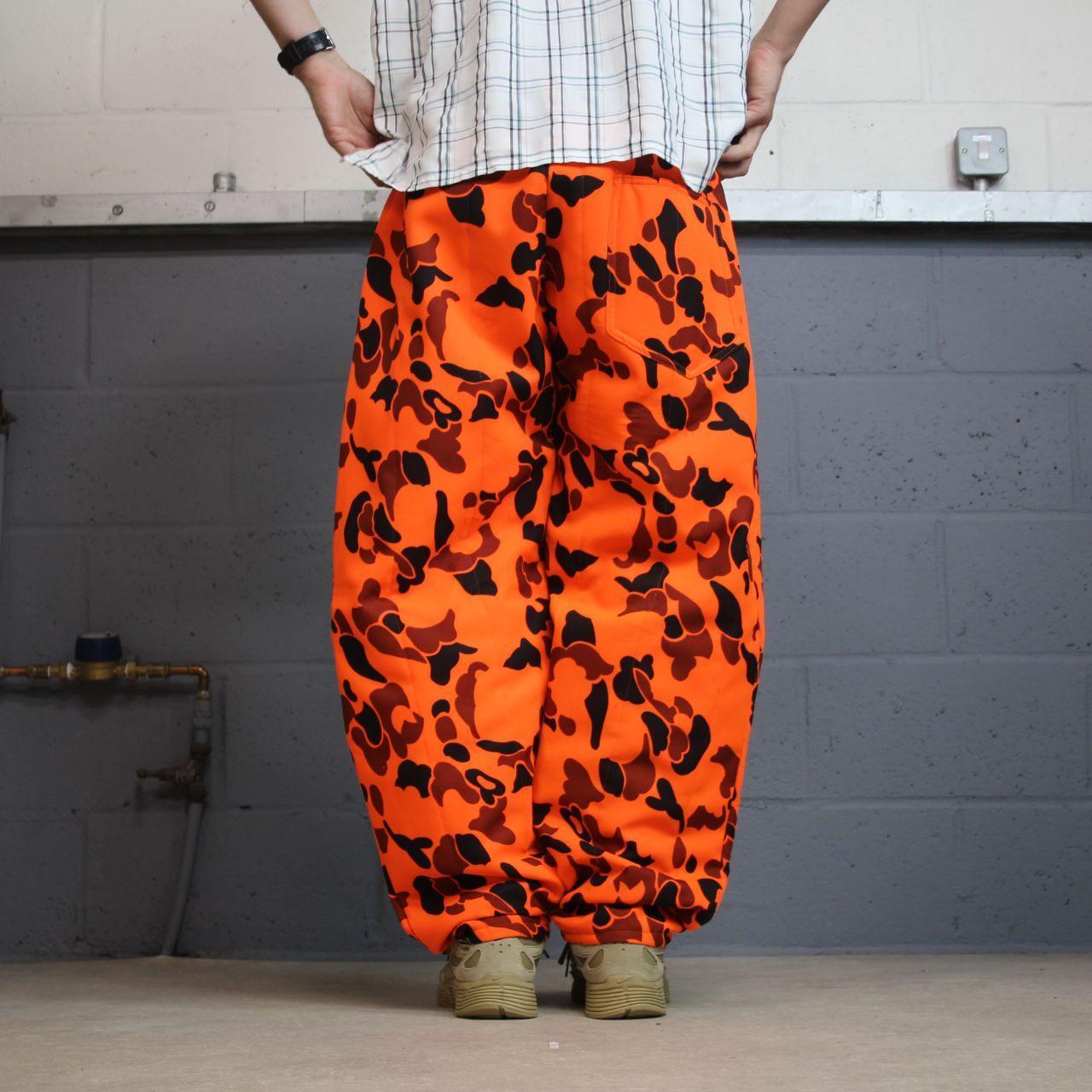 Vintage camo cargo pants y2k utility orange Baggy insulated camouflage hunting trousers