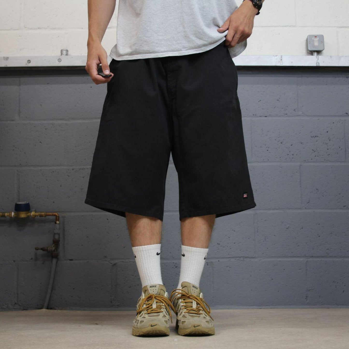 Dickies baggy chino shorts carpenter black Chino style skater shorts long wide leg festival