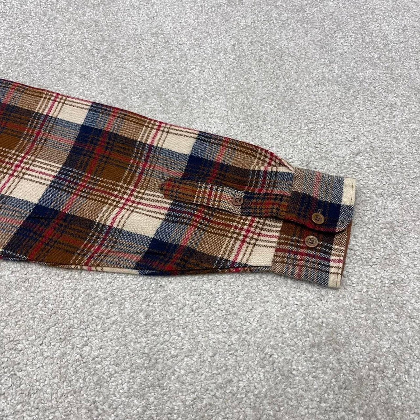 Checkered plaid flannel shirt autumnal L brown men's long sleeve thick button up y2k style