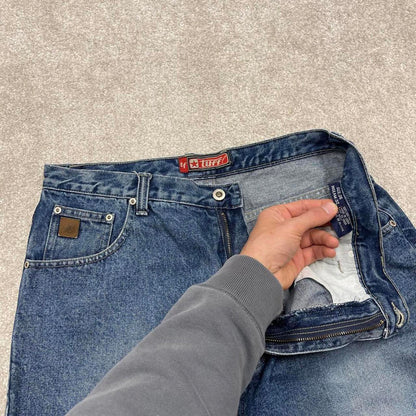 Tuff baggy jeans W36L32 loose wide leg blue denim y2k style skater pants casual wear autumn