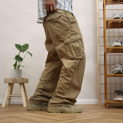 Carhartt cargo jeans y2k relaxed fit tan brown Loose utility workwear skate cargo trousers