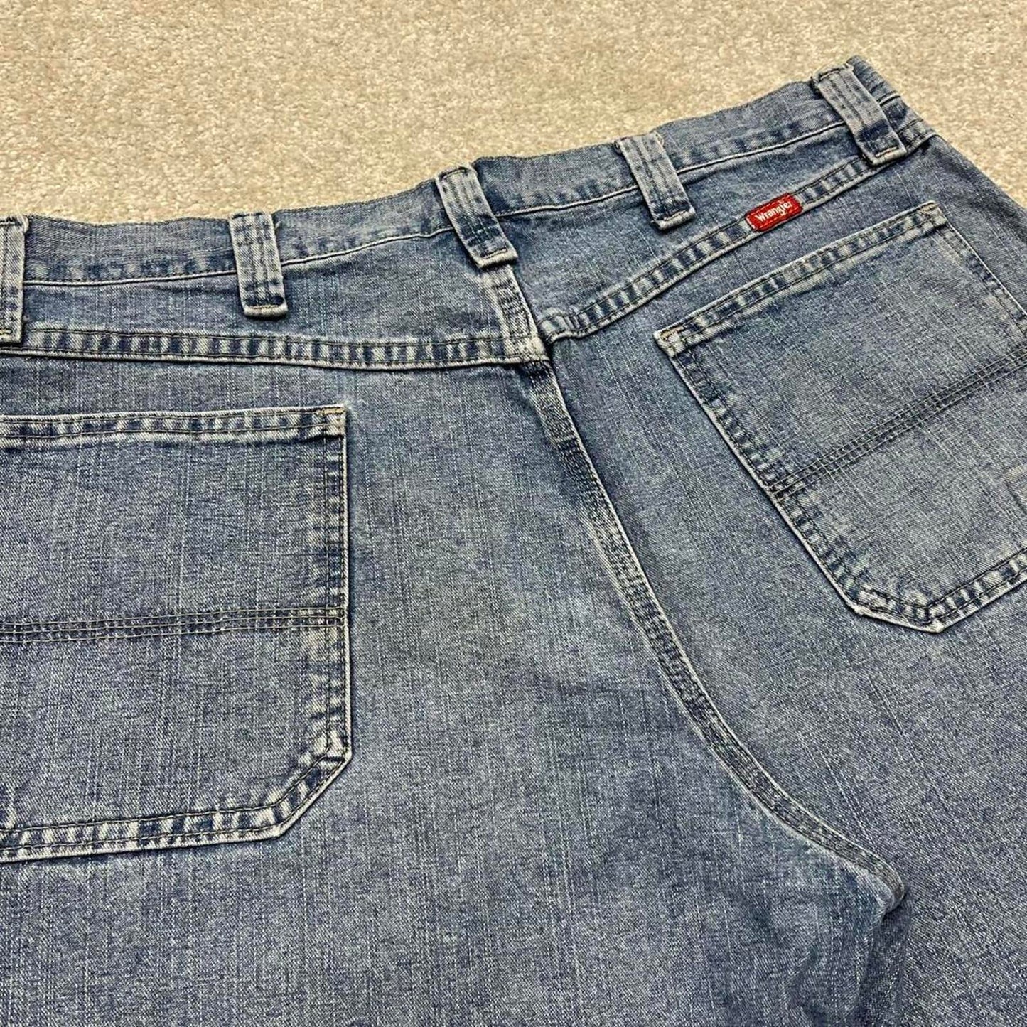 Y2k baggy Wrangler carpenter shorts skater style blue Denim wide leg summer festival jorts