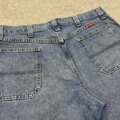 Y2k baggy Wrangler carpenter shorts skater style blue Denim wide leg summer festival jorts