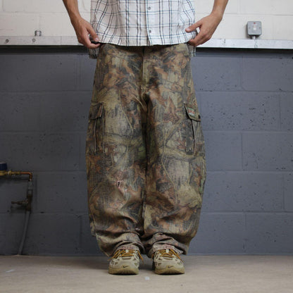 Baggy camo cargo trousers wide leg Y2K khaki Scent Lok loose fit Advantage camouflage
