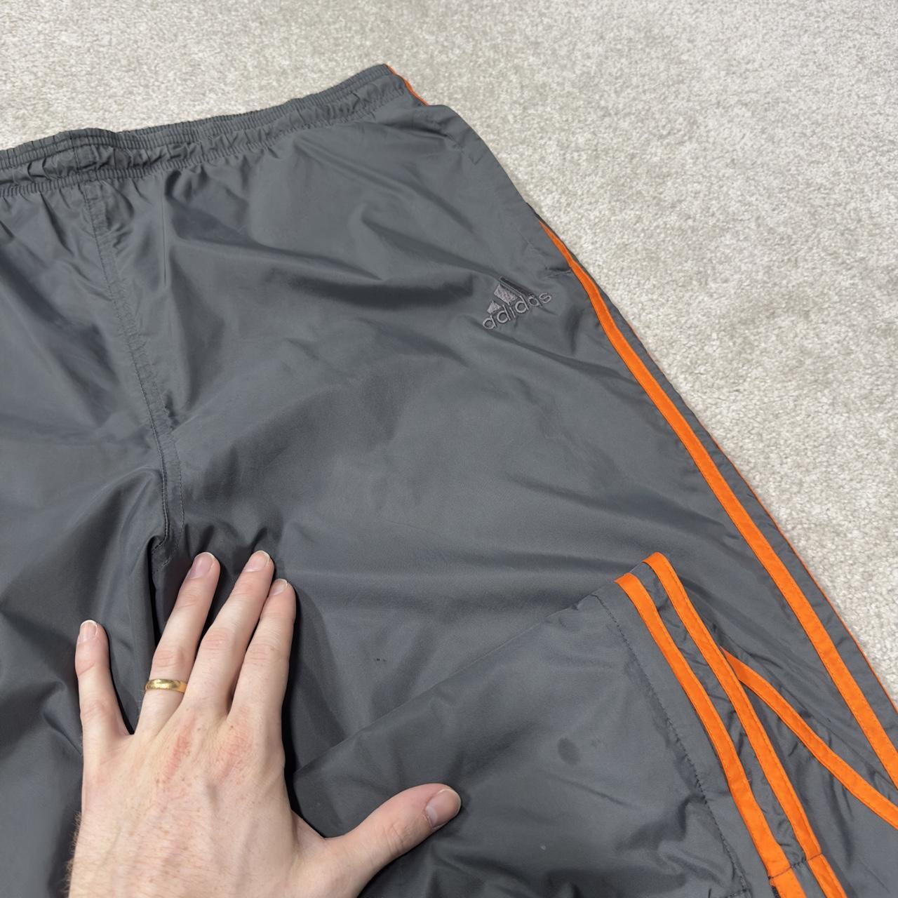 Y2K Adidas tracksuit bottoms grey Large floaty leg Embroidered side stripe track pants