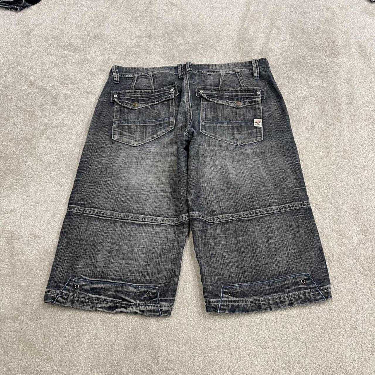 Y2K long denim shorts blue Private Member denim skater style brand surf jorts